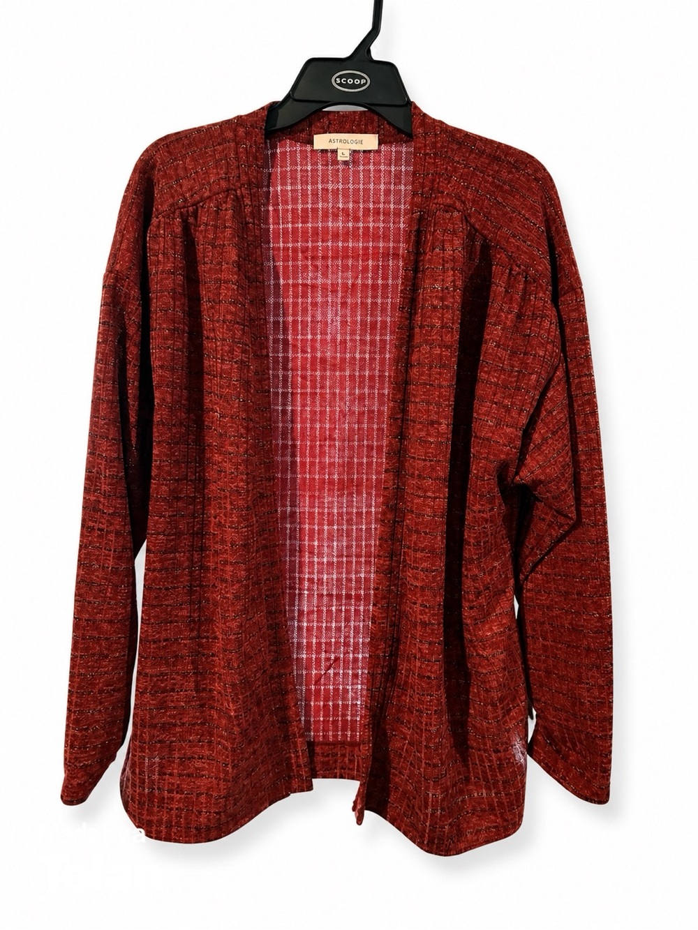 Red Open-Front Women’s Sweater Cardigan